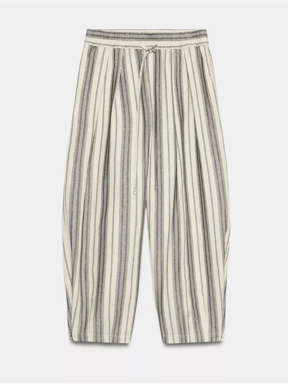 Zara Woman Collection Striped Wide-Leg Linen-Blend Drawstring Pajama Pants NWT